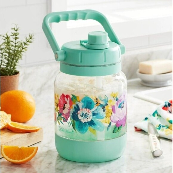 Pioneer Woman Sweet Romance 0.74-Gallon Tritan Jug, Teal - Picture 2 of 5